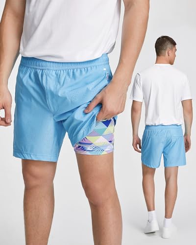 Magic Mens Compression Liner Running Shorts 5" Quick Dry Anti-Chafe Workout Gym 2 in 1 Shorts
| Magic Mens 5" Quick Dry