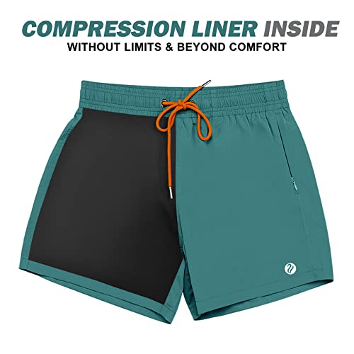 Quick Dry Men's Swim Trunks for Beach and Pool with Compression Liner and Zipper Pocket
| BRISIRA Mens 5 Inch Inseam Qu