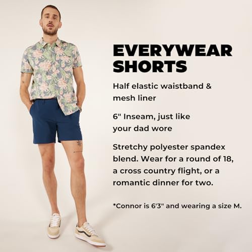 Chubbies Everywear Men’s Shorts - Casual Mens Shorts Elastic Waist Water-Resistant Zipper Pocket 6in Inseam