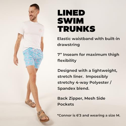 Chubbies Lined Mens Swim Trunks 7 Inch - UPF 50+ Sun Protection, Elastic Waist, Stretch Boxer Brief Liner