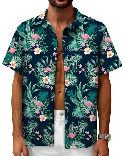 Mizvsitrd Hawaiian Shirt for Men Beach Shirts Button Down Short Sleeve Tropical Tops Summer Vacation Aloha Outfits Islan