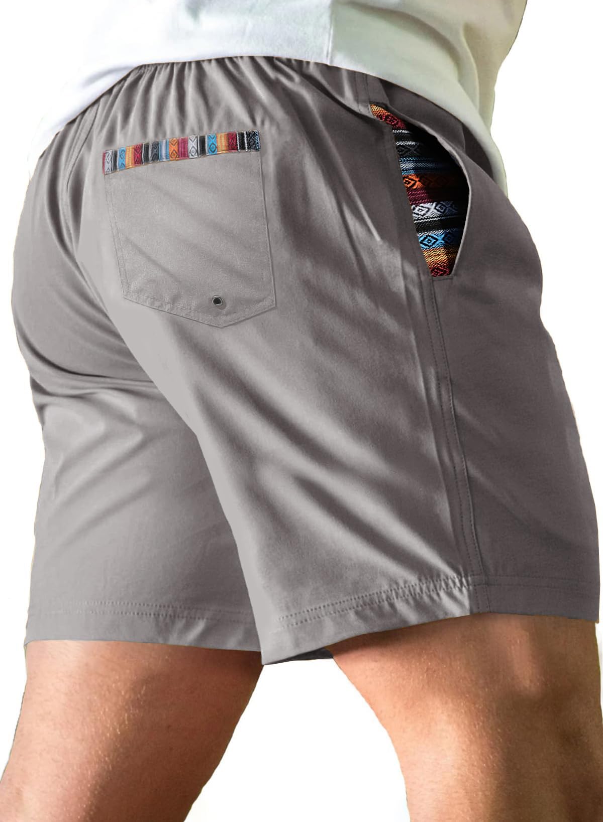 Comdecevis Men's Quick-Dry 4-Way Stretch Athletic Shorts - Summer Beach Swimming
| Comdecevis Men's Color Block Elastic