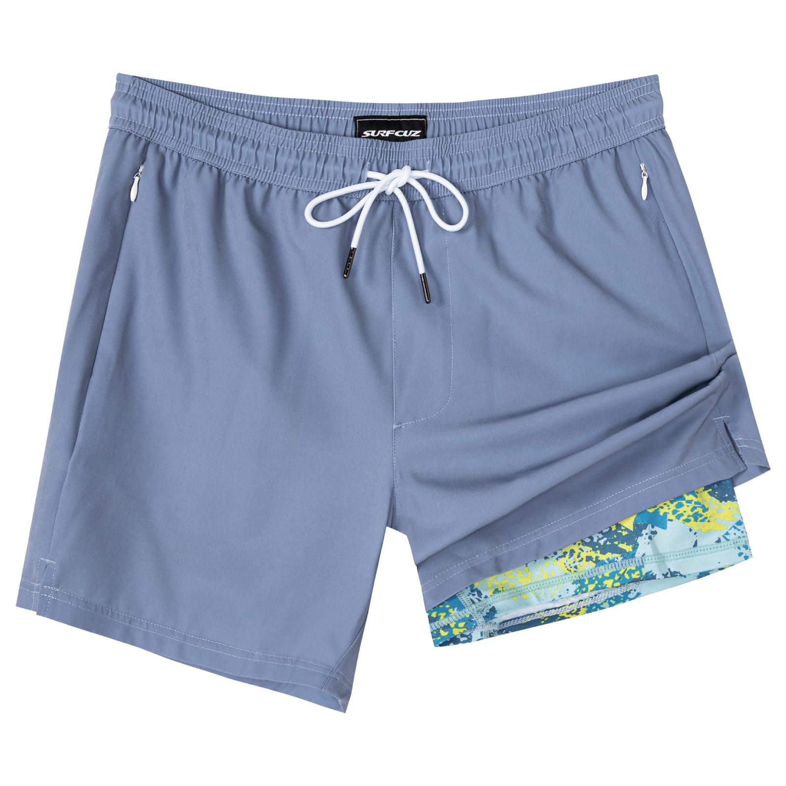 SURF CUZ Compression Liner Mens Swim Trunks 5 Inch Quick Dry Quick Dry Swim Shorts for Men Best Selling Swimming Trunks