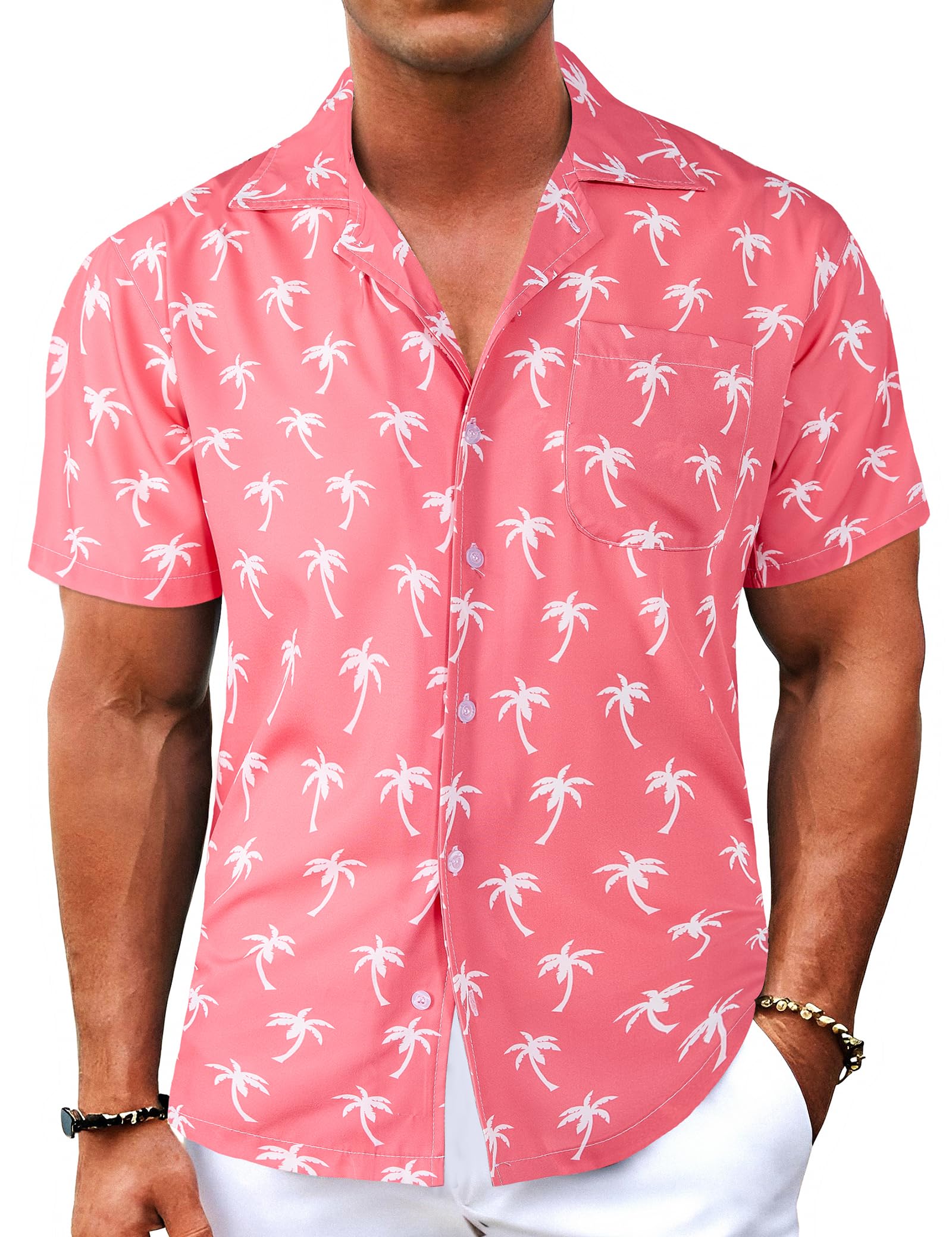BOJIN Men's Hawaiian Shirts Short Sleeve Button Down Casual Shirts Summer Printed Tropical Floral Aloha Beach Style
| B