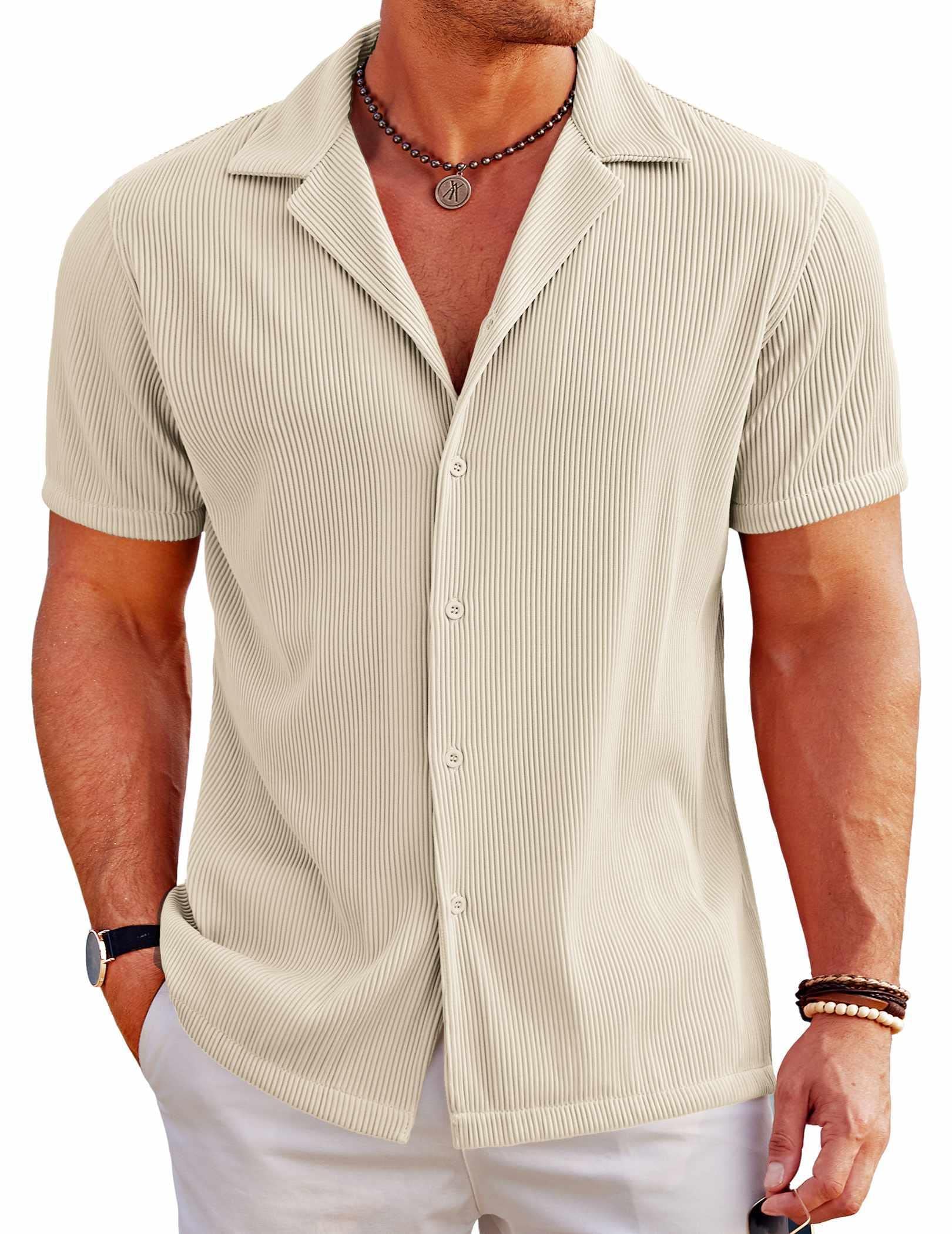 COOFANDY Men's Casual Button Down Shirts Short Sleeve Regular Fit Fashion Camp Beach Tops